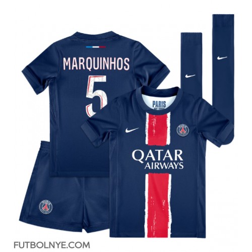 Camiseta Paris Saint-Germain Marquinhos #5 Primera Equipación para niños 2024-25 manga corta (+ pantalones cortos)